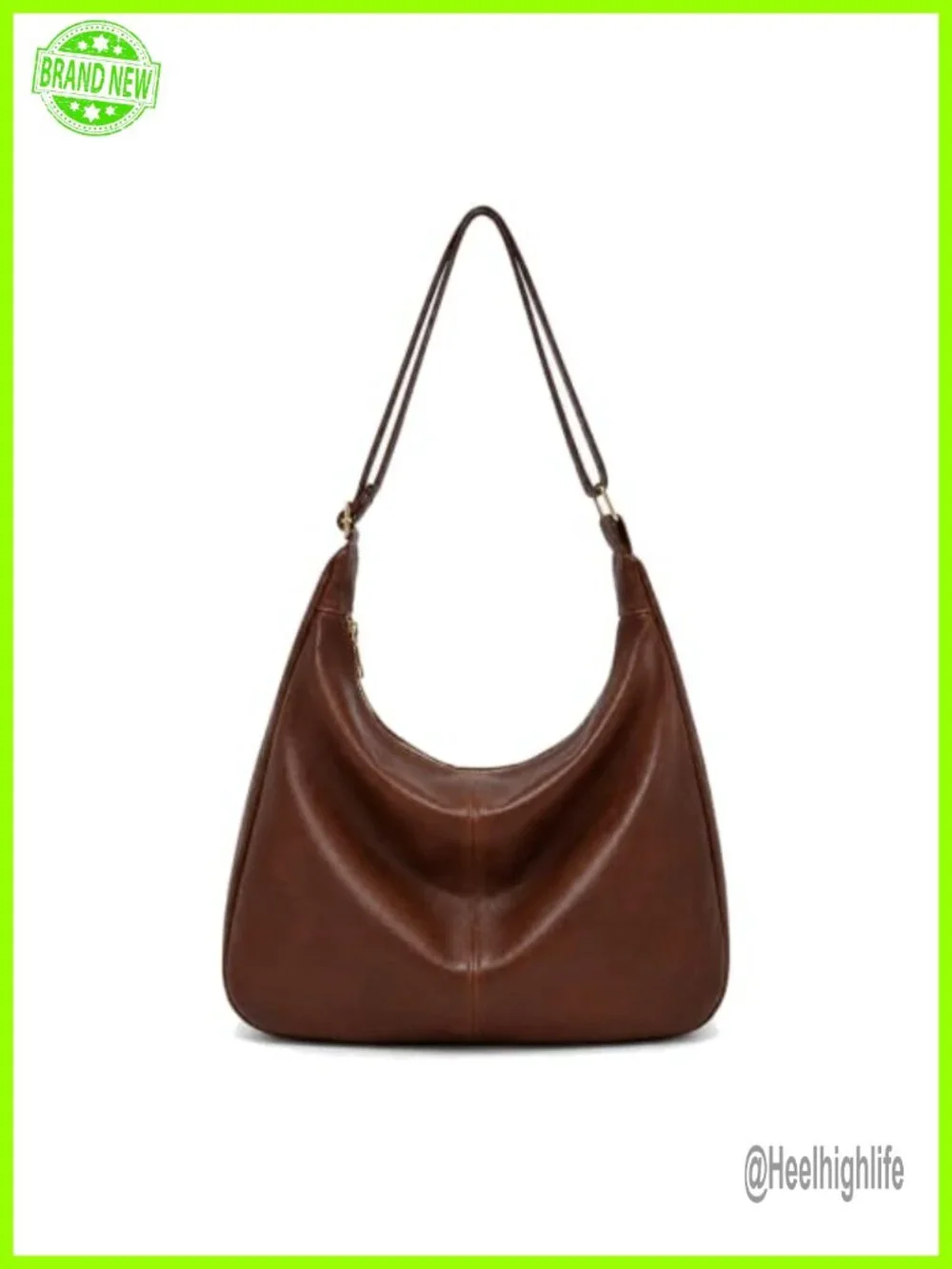 Vegan Leather Slouchy Hobo Shoulder Handbag Zipper Work Tote Travel Purse